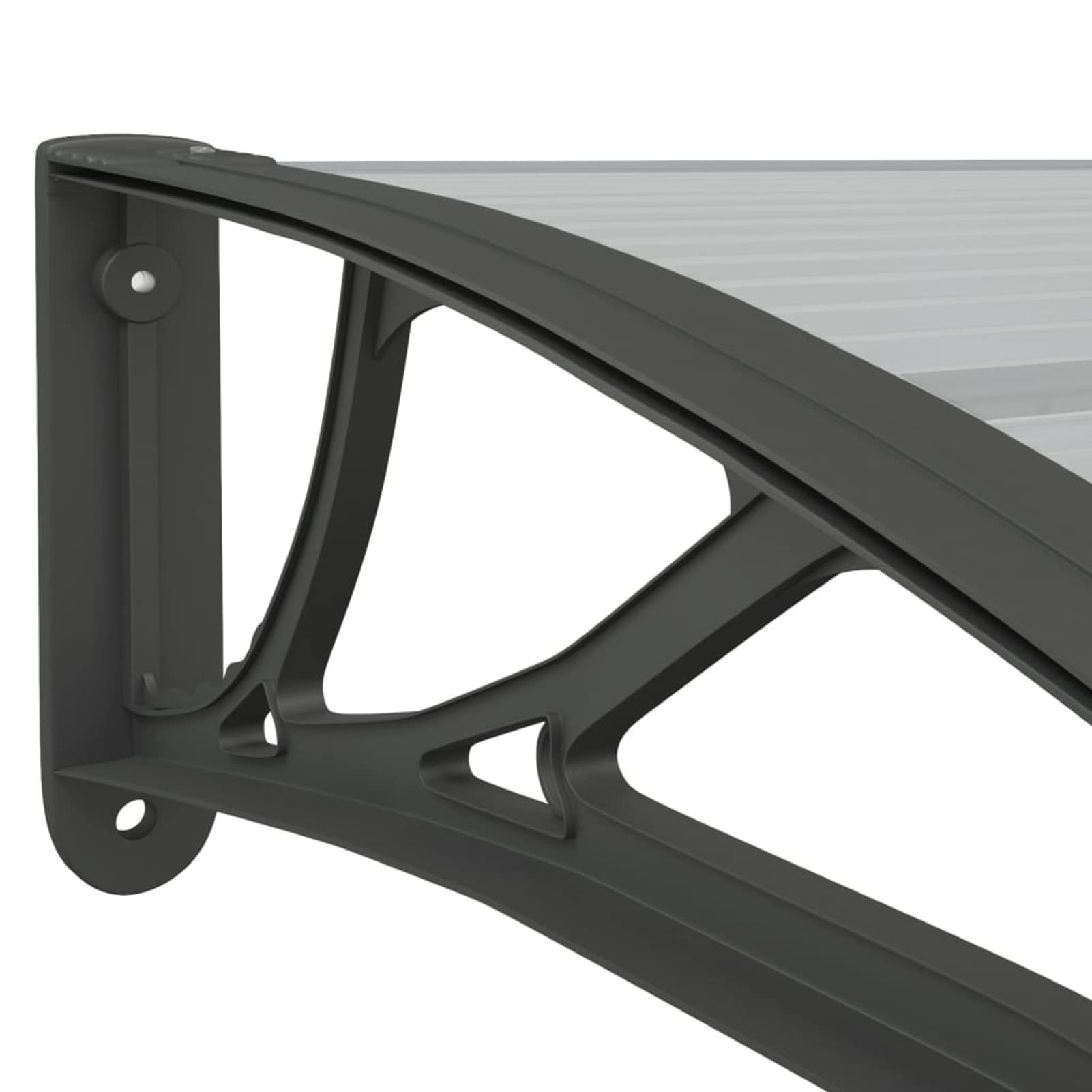 Tidyard Auvent de Porte Marquise de Porte d'entrée Abri Protection en Polycarbonate Noir et Transparent 80x80 cm