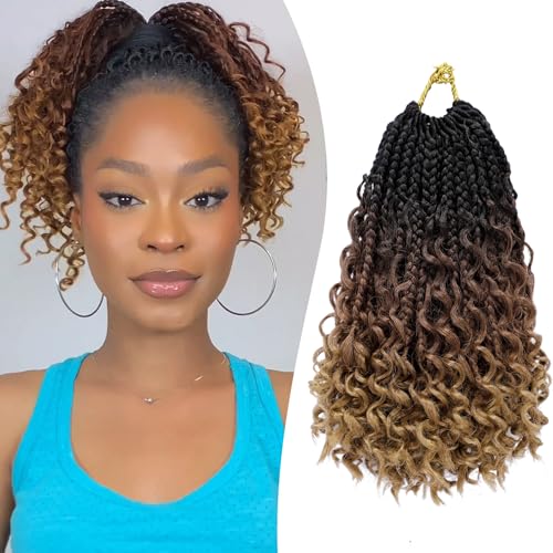 Boho Box Braids Crochet Hair for Black Women 10 Inch 7 Packs 1B/30/27