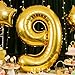 AULE 40 Inch Big Gold 9 Balloon Number Large Foil Helium Number Balloons 0-9 Jumbo Giant Happy 9th Birthday Party Decorations for Boy or Girl Huge Mylar Anniversary Party Supplies
