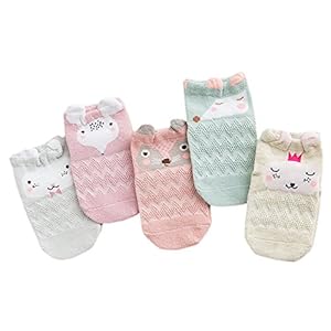 XPXGMT 5 paar Tekenfilm Dieren Katoen Sokken Baby-meisjes en Baby-jongens Baby Enkelsokken 0-3 Jaar