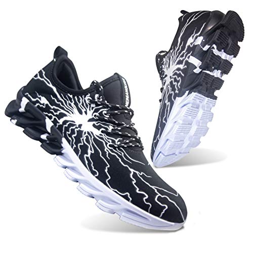 Honnesserry Mens Non Slip Running Shoes Slip On Athletic Sports Tennis Gym Workout Shoes Fashion Sneakers Black 10