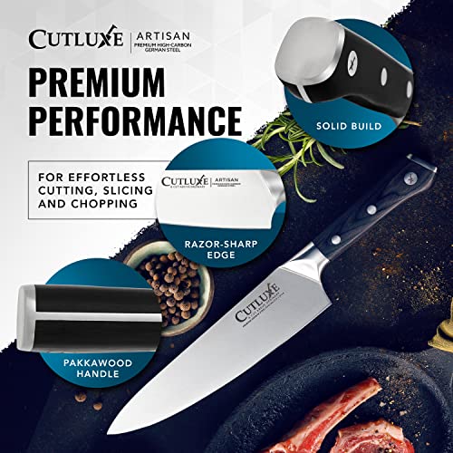 Cutluxe Chef Knife – 8" Cooking & Cutting Kitchen Knife – Razor Sharp Blade Forged from High Carbon German Steel – Ergonomic Handle & Full Tang Design – Artisan Series - Image 9