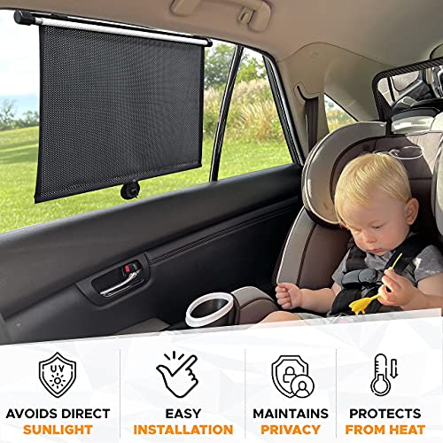 Econour Gift Bundle | Car Sun Visor Extender + Car Side Window Sun Shade (2 Pack) | Protects From Sun Glare, Snow Blindness, Fog, Uv Rays | Retractable Car Roller Sunshade For Kids, Pets #TOP4
