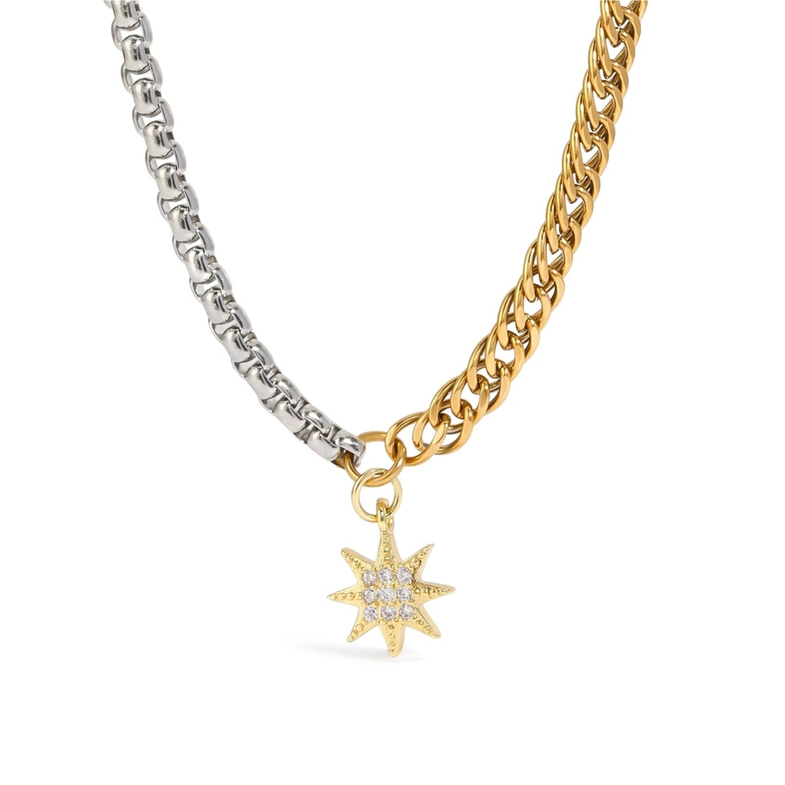 Collier chaîne étoile acier inoxydable pour un look bohème chic