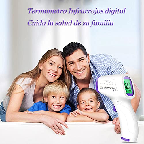 Termómetro Infrarrojos, Termómetro Digital Termómetro Infrarrojos sin contacto Termómetro de Frente con Pantalla LCD/50 Grupos Datos/Alarma de Fiebre para Bebé Adultos Humanos Cocina