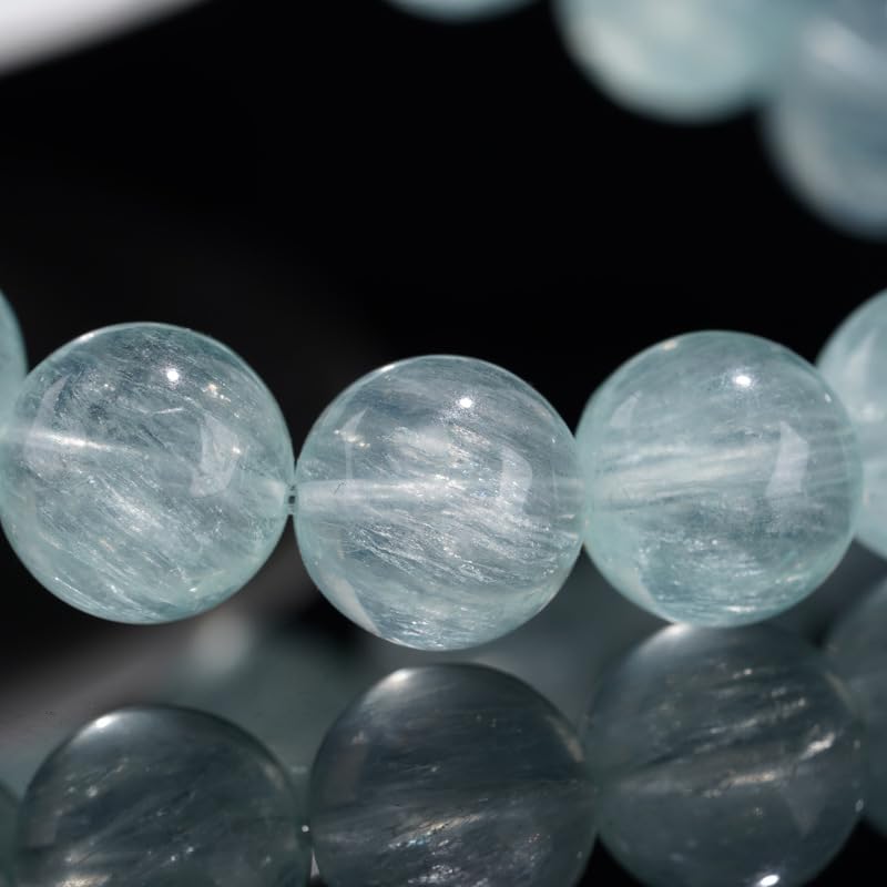 NIBHZ Bracciale in Fluorite Verde Chiaro Naturale (Fluorite Piuma) | Bracciale in fluorite verde – Pietra preziosa naturale/Pietra del potere