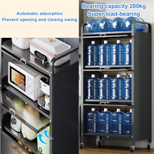 Support pour micro-ondes et étagères de rangement pliables avec roulettes - 7