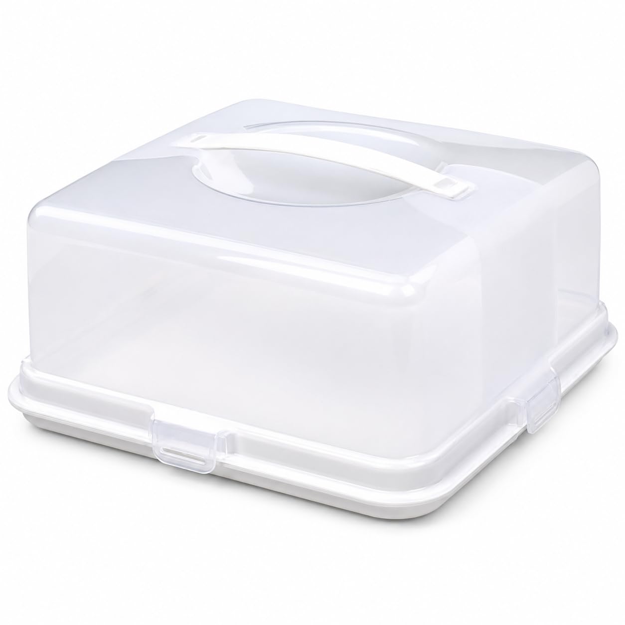 ACCURATE Plastic Square Cake Carrier with Lid Locking Clips & Handle