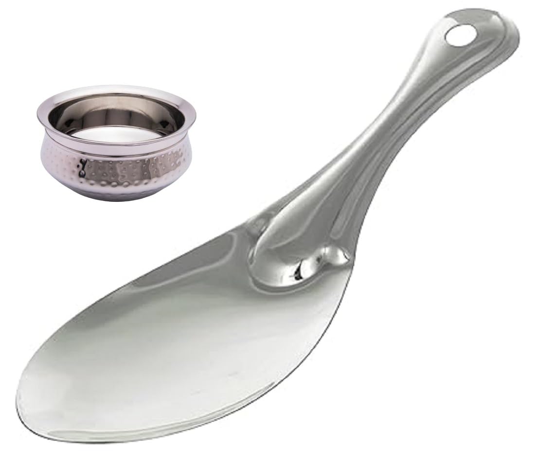 TANISHI KITCHEN'S™ Stainless Steel Handi Set (1 Pc, 400Ml) Stainless Steel Basting/Serving Spoon Set (1Pc.) 1