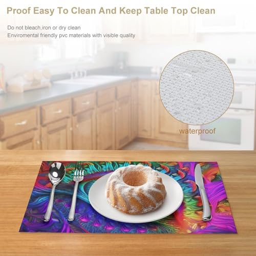 Lot de 4 sets de table en PVC lavables pour intérieur et extérieur