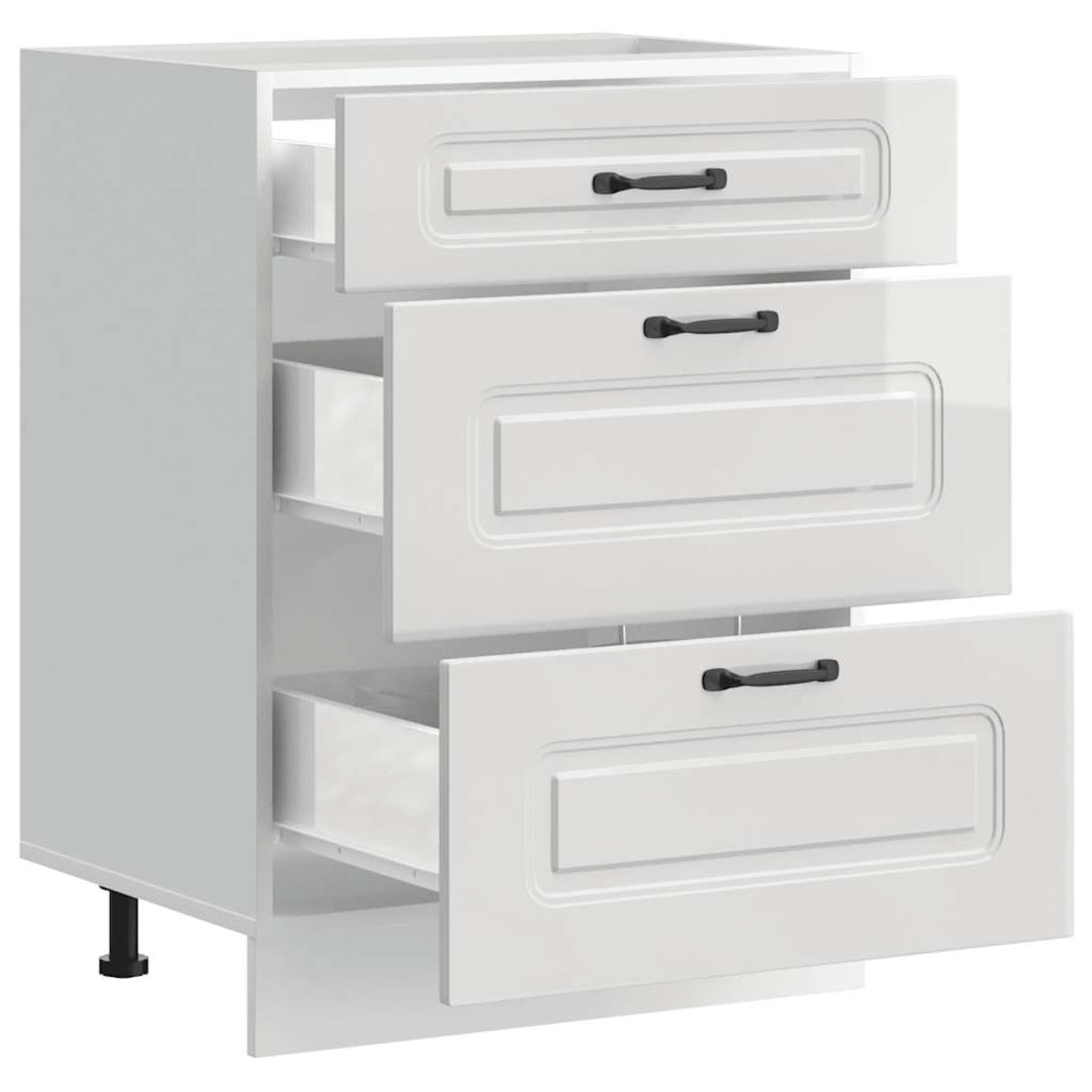 Gecheer Mobile Base Cucina 60 cm con Cassetto, Bianco Lucido, Legno Composto, Piedini Regolabili, Cucina 854281
