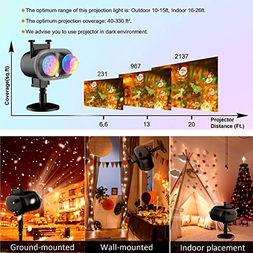 Christmas Lights Projector Outdoor,Holiday Lights Projector With Remote Control Timer, 26 Hd Effects (3D Ocean Wave & Patterns) Waterproof Landscape Lights For Halloween Xmas Party Garden Decorations #TOP6