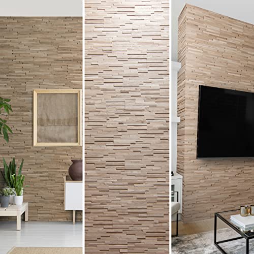 Revêtement mural en bois de chêne naturel aspect 3D - Panneaux muraux en bois de chêne naturel de Wooden Wall Design model Ace (1 m2) Cover