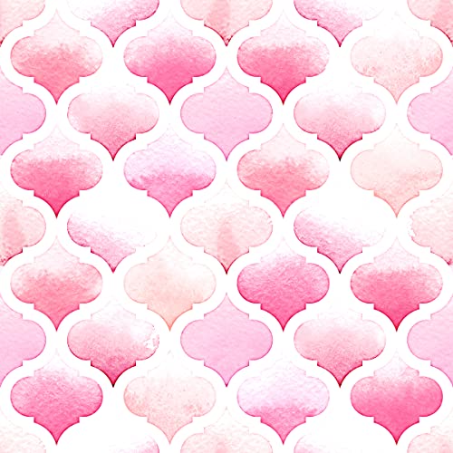 Image of DWELLSINDIA Light Pink Moroccan Boho Wallpaper for Wall Makeover | Self Adhesive Peel & Stick, Thick Textured Premium Paper | Waterproof, Scratch Resistant | Bedroom, Nursery & Living Room | 41x244 cm