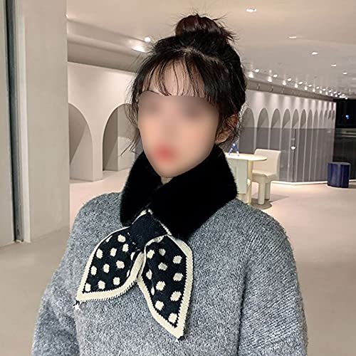 Women Fall Winter Warm Faux Fur Neck Scarf Dot Pull Through Neck Warmer Fake Collar4