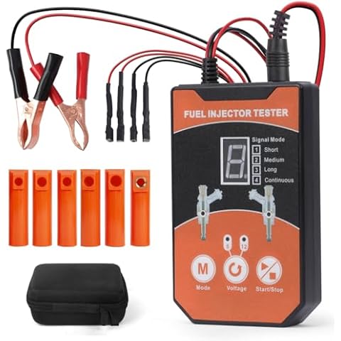 Fuel Injector Cleaner Kit Universal Fuel Injector Tester And Cleaner Kit,8 Pulse Modes Fuel Injector Cleaning Kit,DIY Fuel Injector Cleaner Tool with 6 Size Cleaning Adapters,12V/5V Output Power Cover