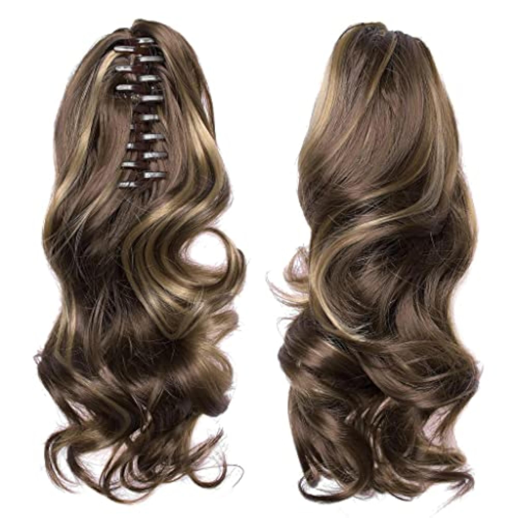 2Pcs Women Clip-On Ponytail Hair Extension Curly Claw Clip