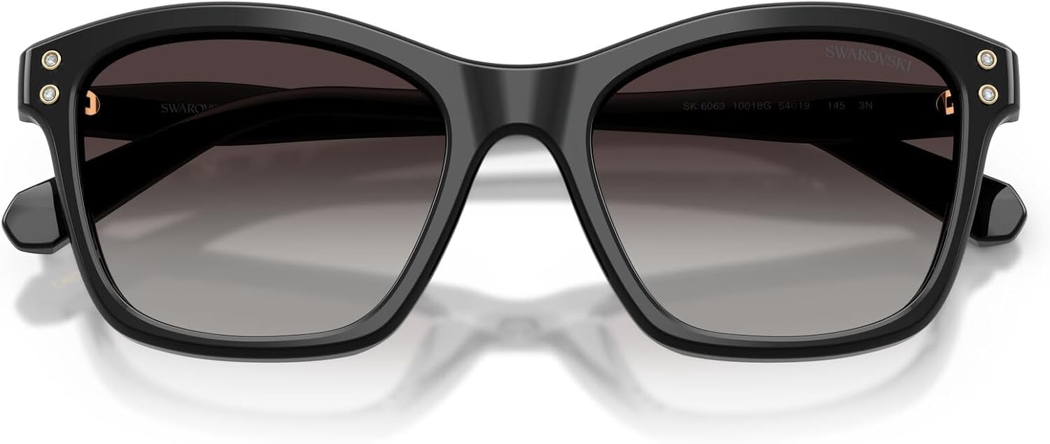Swarovski Women's SK6063 Square Sunglasses, Black/Gradient Grey, 54 mm