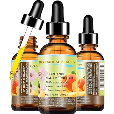 Botanical Beauty ORGANIC APRICOT KERNEL OIL Australian 100% Pure Virgin Unrefined Cold Pressed Carrier Oil 1 oz- 30 ml for Face Hair Body Nails Skin Anti-Aging Cover