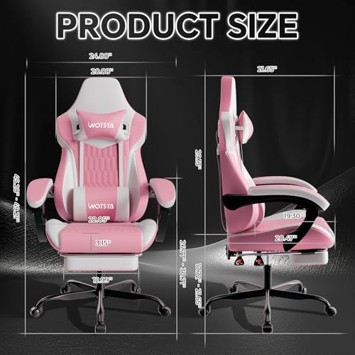 Chaises d'ordinateur réglables fauteuil gaming ergonomique rose - 4