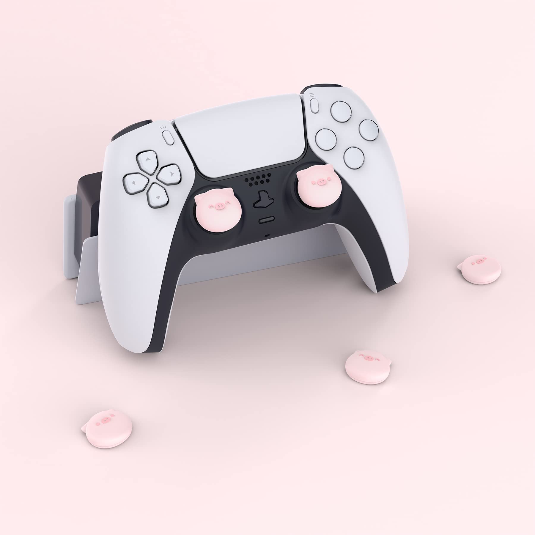 PlayVital Chubby Piggy Cute Thumb Grip Caps for PS5/4 Controller, Silicone Analog Stick Caps Cover for Xbox Series X/S, Thumbstick Caps for Switch Pro Controller - 5
