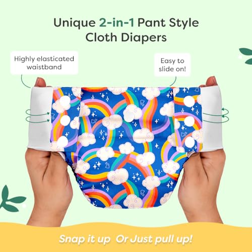 Image of SuperBottoms UNO Pull-up Pant Style Diaper with Universal Booster Pad | Cloth Diaper for Babies | Reusable, No Tapes, Easy to Wear, Designed for Active Little Ones | 3M - 3Y