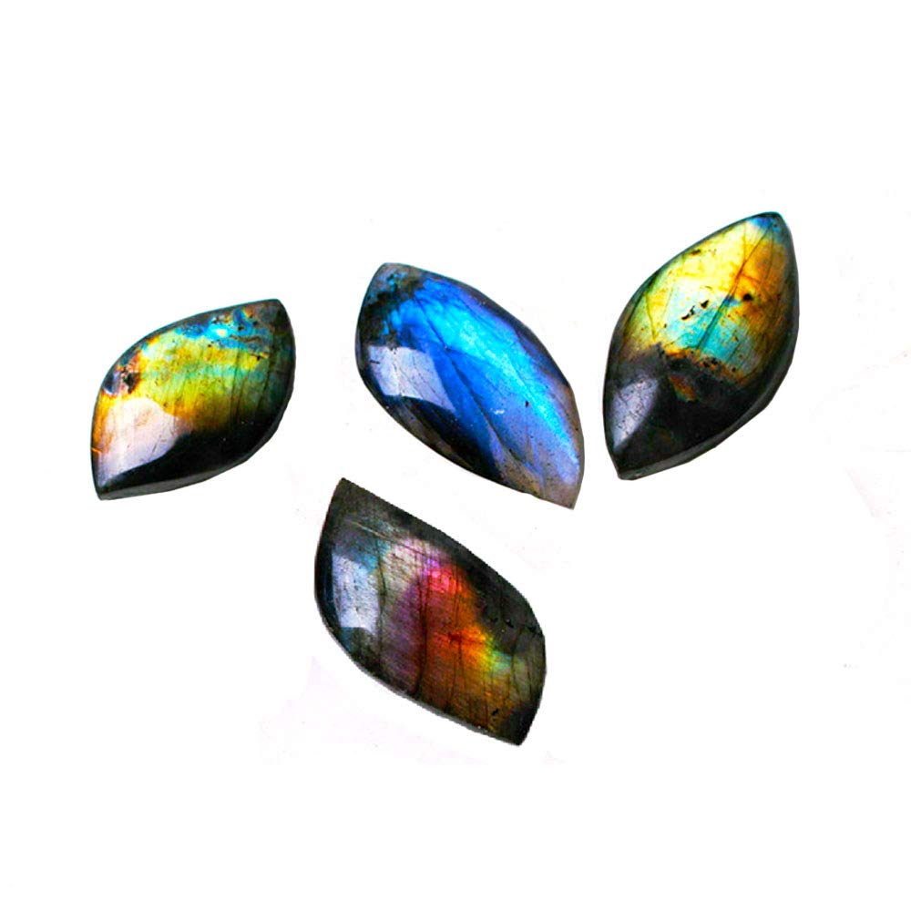Wixine 4Pcs Natural Labradorite Stone Crystal Moonstone Rough Rock From Madagascar Gift