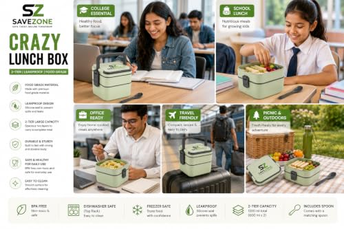 Image of Lunch Box for Office Use, Microwave Safe Lunch Box for Men & Women, Leakproof Bento Lunchbox for Office, College Girls & Kids Boys