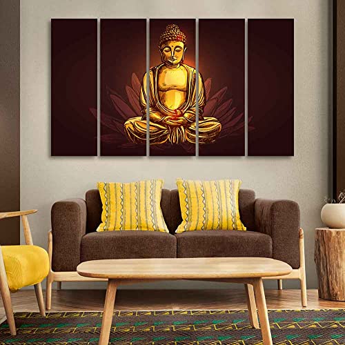 Image of VIBECRAFTS Devotional Buddha Meditating Canvas Wall Painting For Home|Office|Living Room|Gift (PTVC5Pcs4 8618)