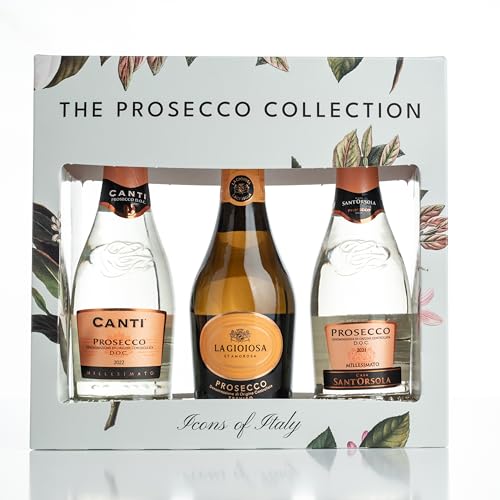 The Prosecco Collection Die Prosecco-Kollektion – eine Geschenkbox mit Canti, Valdo & Sant’Orsola – 3 x 20 cl Flaschen (Packung mit 3)