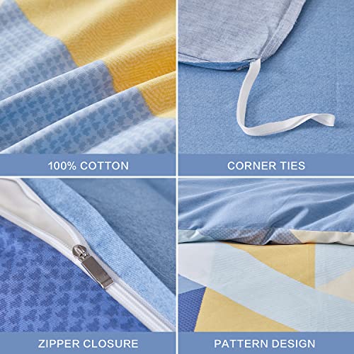 Saphreas Blue Yellow Geometric Block Duvet Cover Set California King Size 3Pcs Boy Male Blue Geometric Bedding Comforter Cover Set 1 Quilt Cover 2 Pillow Shams thumb #4