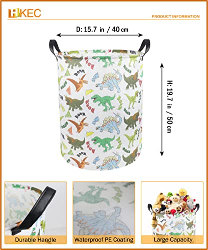 Image of Dinosaur Laundry Basket,Collapsible Storage Bin,Waterproof Clothes Hamper(Howling Dinosaur)