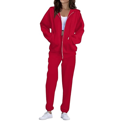 Sweatsuits Women 2 Piece Outfit Oversized Zip Up Hoodie and