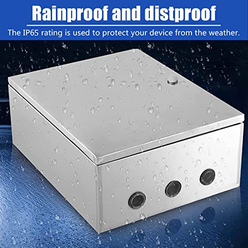 Stainless Steel Electrical Box, Waterproof Metal Electrical Enclosure With Lock, Cover And Mounting Plate, Ip65 Weatherproof Wall-Mounted Junction Project Box For Outdoor/Indoor (15.7"X 11.8"X 6.3") #TOP3