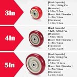 3 Inches Casters Wheels Medium Duty, 4 Packs Bearing 350 LBS, Replacement for Platform Trucks Cart Furniture Workbench, Red PVC