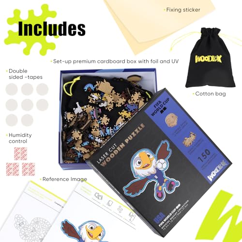 Image of FIFA World Cup 2026 Wooden Puzzles for Kids & Adults,USA Mascot clutch150 Pieces, Unique Shape Jigsaw Puzzle, 5MM Thick, Officially Licensed Product