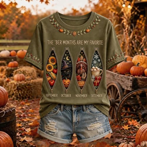 Womens Halloween Shirts Crew Neck I'm Ready for the Ber Months Print Shirt - image 2