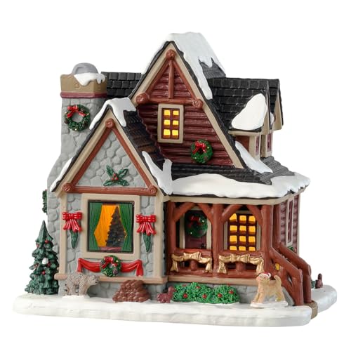 Lemax-35077 Babbo Natale Vail Village Lighted Building: Christmas Cabin, Multicolore, 35077