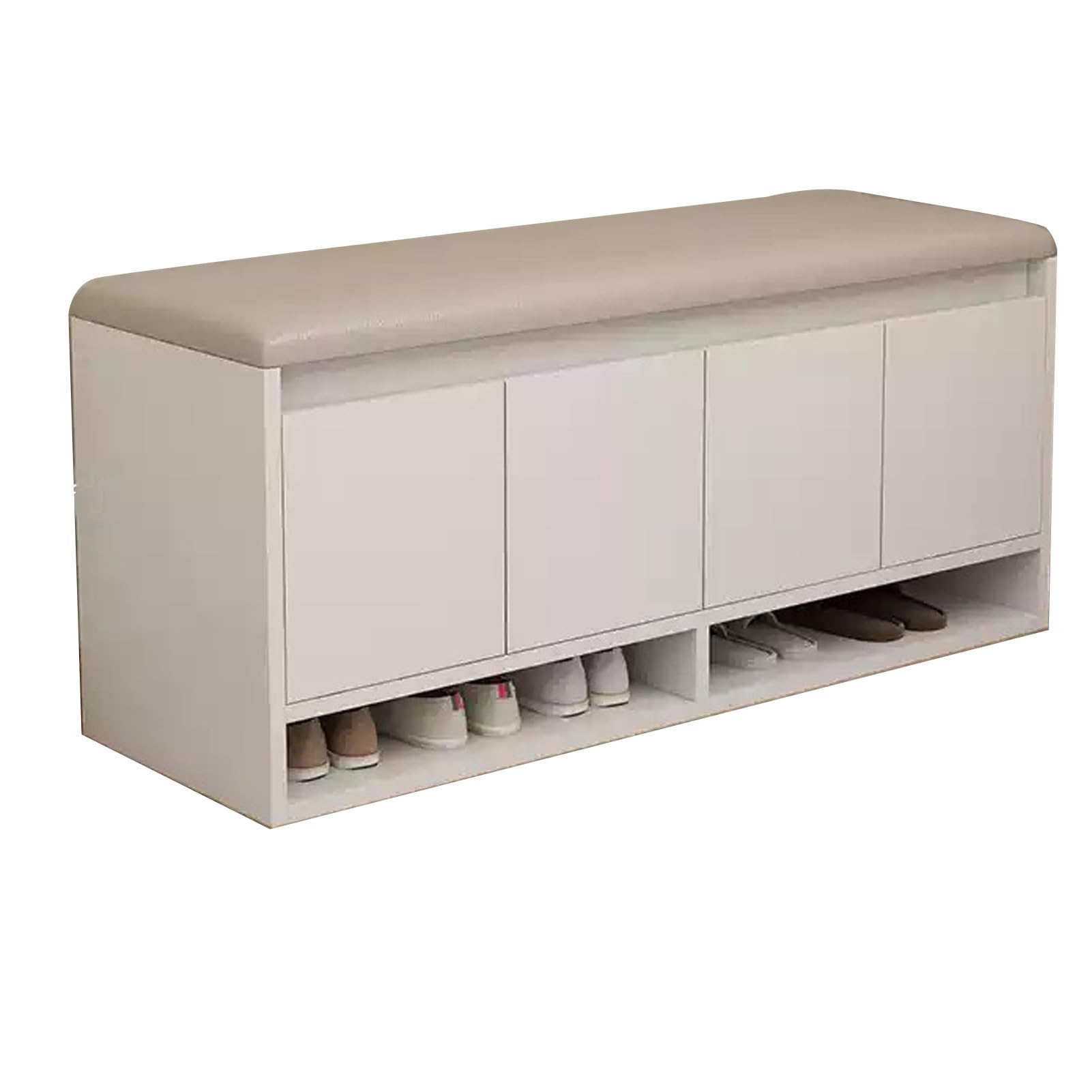 LWJSOCP Adjustable Wooden Shoe Rack Bench with Leather CushionStylish Storage Cabinet for Entryway & Hallway Multifunctional Footwear Organizer