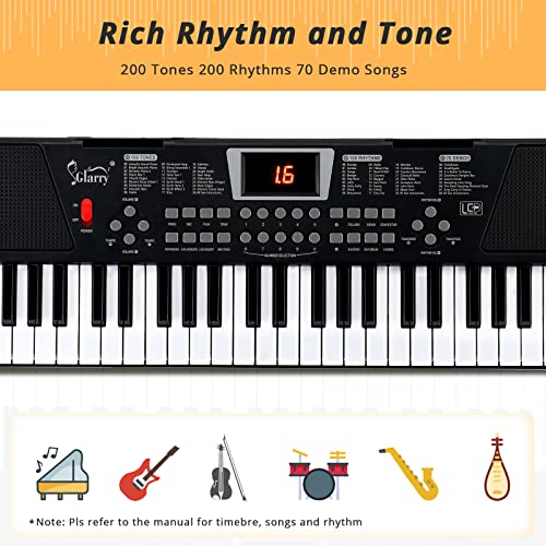 Glarry 54 Lighted Keys Kids Electric Keyboard Piano For Beginners Portable Music Keyboard Baby Christmas Gifts With Music Stand, Microphone, Power Supply, Headphone #TOP4