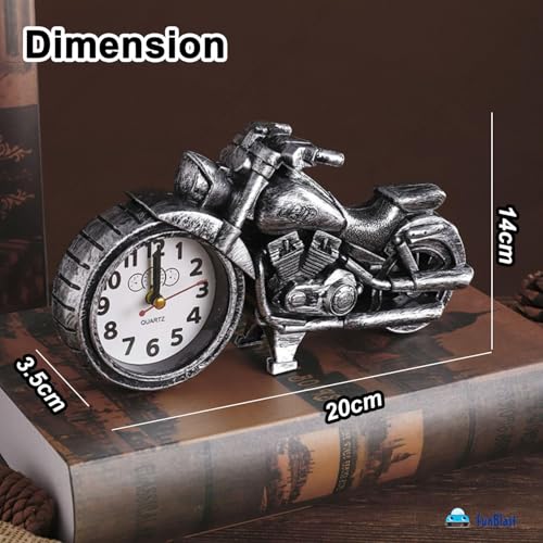 Image of FunBlast Alarm Clock for Heavy Sleepers - Bike Shaped Retro Clock, Stylish Analog Table /Desk Alarm Clock for Students, Table Clock for Bedroom, Living Room, Office, Return Gifts (Silver)