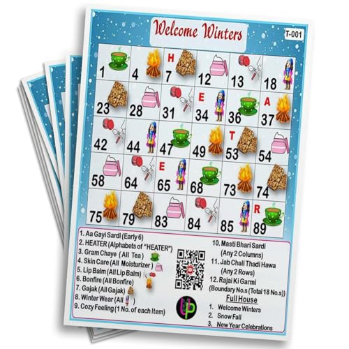 Image of Winter Theme Tambola Tickets | Welcome Winters Housie Tambola Themed Bingo Game| Kitty Party Theme Housie Tickets | English | for Family & Friends (Set of 15 Tickets)