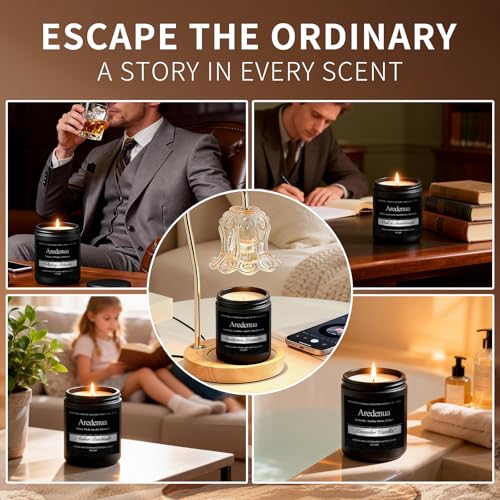 Image of Mens Candle Set - Manly Candles for Men, 4 Pack Soy Candles for Home Scented, Masculine Candle Gift Set - Includes Sandalwood Leather, Whiskey Tobacco, Amber Patchouli & Vintage Oak