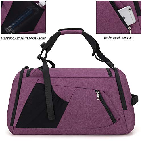 CySILI® reistas, sporttas met rugzak, handbagage met schoenenvak, nat vak & cijferslot, voor mannen en vrouwen, fitnesstas voor sport, fitness, 42 liter gym, reistas & duffeltas - Image 7