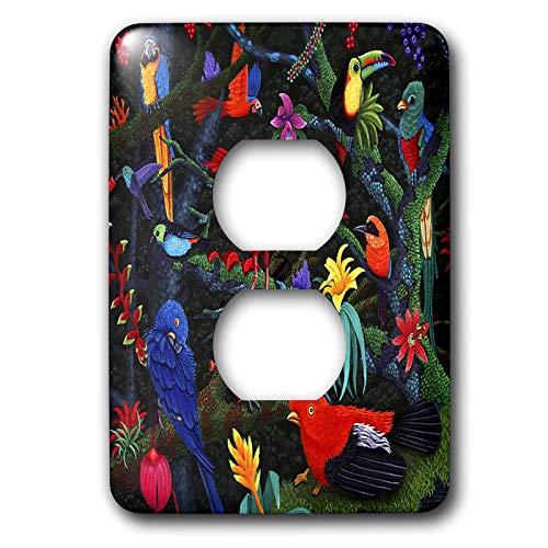 Rainforest Birds 2 prises cache double interrupteur mural