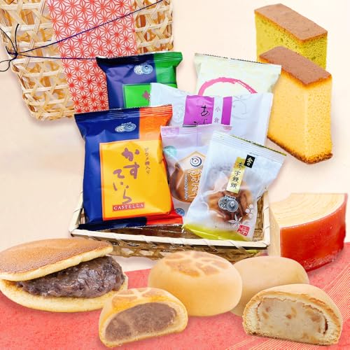 竹かご入り 和菓子 6種セット 饅頭 バームクーヘン ミルク栗まんじゅう どらやき カステラ 抹茶