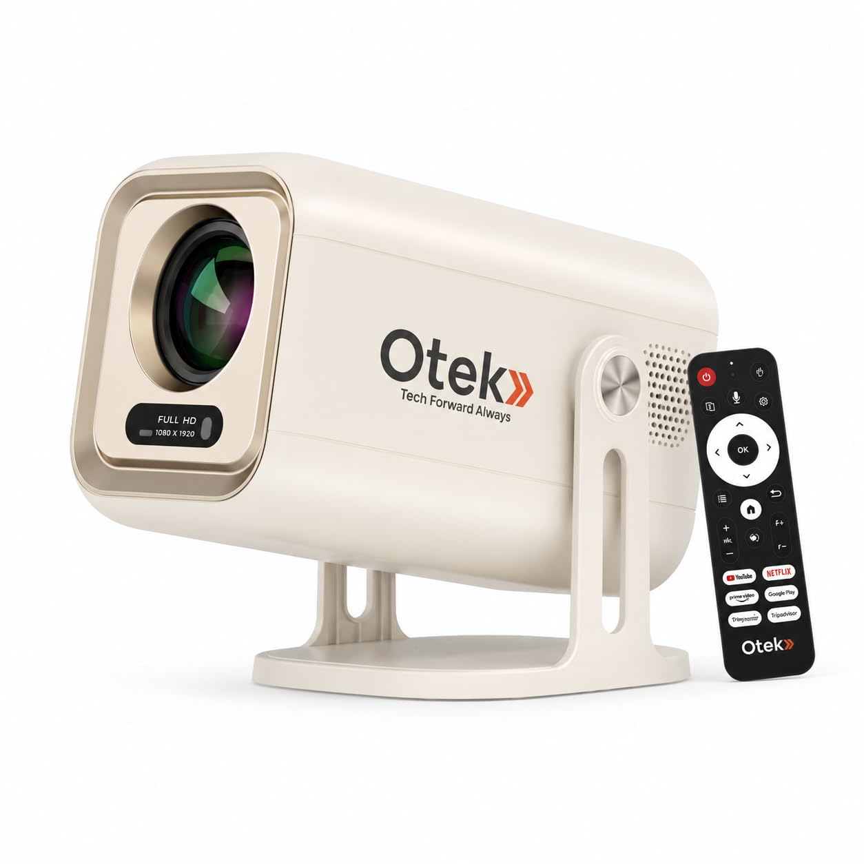OTEK PIXA1000 Smart Projector, 7000 Lumens, Android 13 ATV, 1080P Full HD, Auto Focus & Keystone, WiFi & BT 5, 150” Display