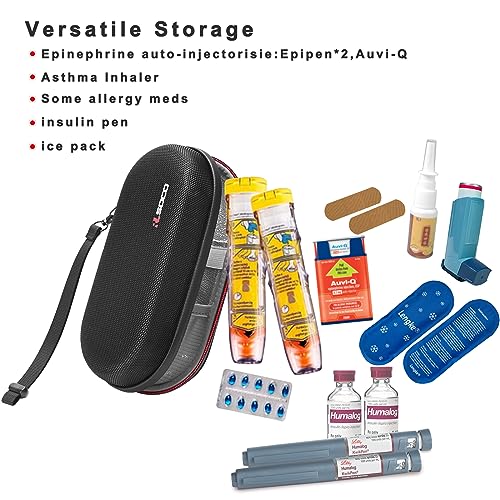 RLSOCO EpiPen Carrying Case,Travel Medicine Kit for 2 Epi Pens,Auvi-Q, Anti-Histamine, Allergy Medicine Essentials - Image 4