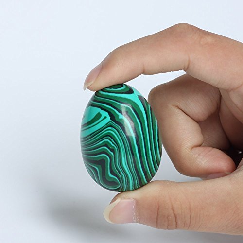 2 Inches Malachite Gemstone Carved Eggs Polished Botryoidal Quartz Reiki Crafts Crystal With Wood Stand #TOP2