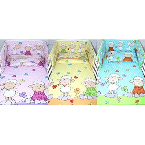 Primawela Baby Bettwäsche - Schäfchen- Kinderbettwäsche Babybettwäsche mit Kissenbezug Baumwolle (Türkis, 100 x 135 cm)